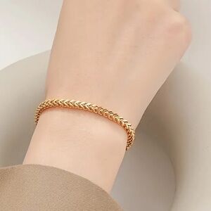 New Trendy 18K Gold Plated Stainless Steel Braided Bracelet, For Men & women